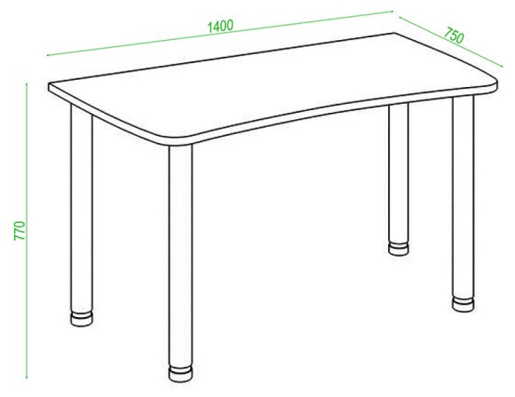 Стол офисный Домино Lite СКЛ-Софт140МО MER_SKL-Soft140MO-CHBE