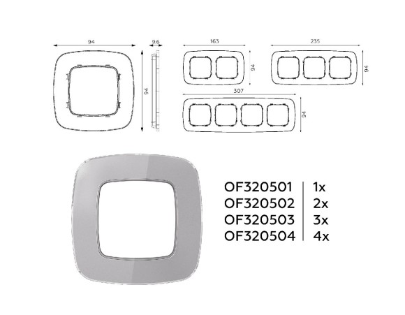 Рамка одноместная Ambrella Volt Radian OF320501