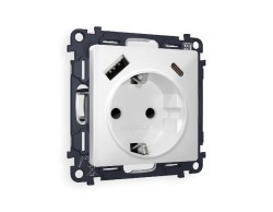 Комплект механизма розетки 2USB A+C 20W (быстрая зарядка) с/з Ambrella Volt Alfa MA130010