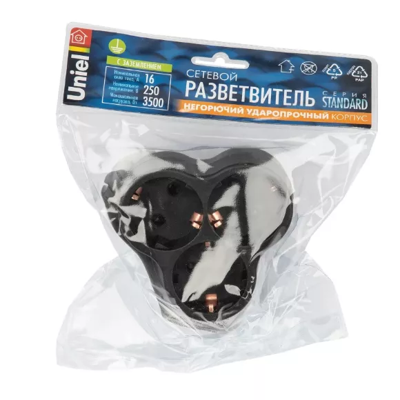 Сетевой разветвитель Uniel S-GES3-16F BLACK UL-00011236, дополнительный ракурс
