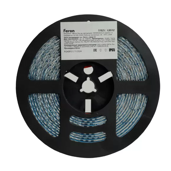 Светодиодная лента Feron LS512 24В 2835 16Вт/м 3000К 5м IP65 51825, Теплый белый, Россия Светодиодная лента Feron LS512 24В 2835 16Вт/м 3000К 5м IP65 51825, Теплый белый, Россия