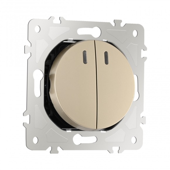 Выключатель двухклавишный проходной Arte Milano 202.33-2.shampan