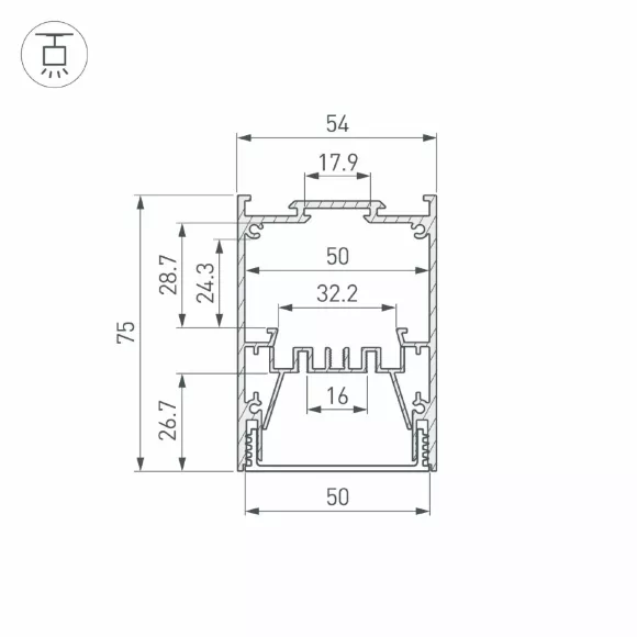 Профиль Arlight IP-LINE-5475-2000 BLACK (Алюминий) 053899 Профиль Arlight IP-LINE-5475-2000 BLACK (Алюминий) 053899