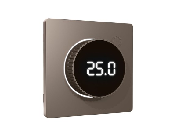 Лицевая панель Alfa (Темная бронза матовый) для терморегулятора теплого пола с цифровым дисплеем Quant Ambrella Volt AP6358