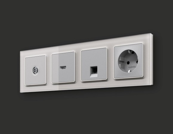 Комплект механизм TV розетки оконечной экранированной 5-1000MHz 3dB Alfa Серебро глянец Quant Ambrella Volt MA413005 (AP4130, VM199)