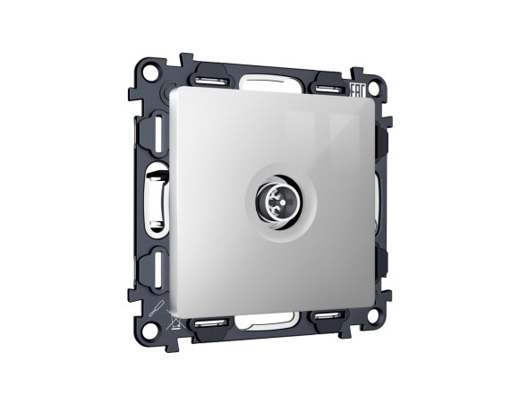 Комплект механизм TV розетки оконечной экранированной 5-1000MHz 3dB Alfa Серебро глянец Quant Ambrella Volt MA413005 (AP4130, VM199)