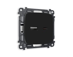 Комплект механизма розетки 2USB A+C 20W (быстрая зарядка) Ambrella Volt Omega MO811010