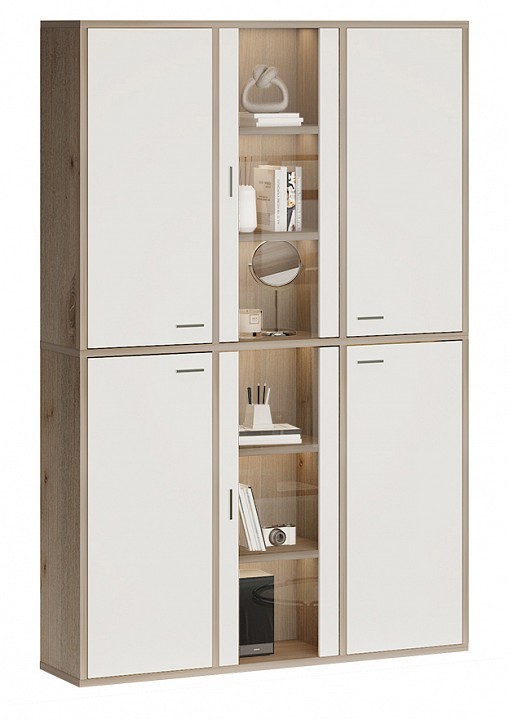 Шкаф-витрина Домино СУ(ш3в2)+4ФГ+2ФС MER_SUsh3v2-4FG-2FS-NBE-nelson-belyj