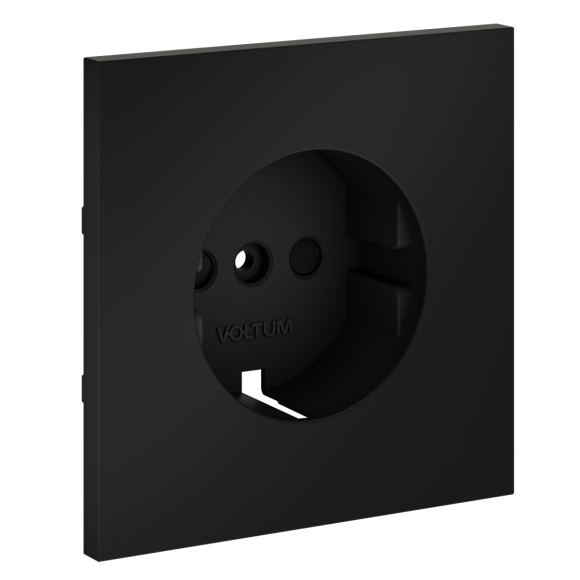 Накладка для розетки с заземлением и защитными шторками Voltum S70 (черный матовый) VLS000708