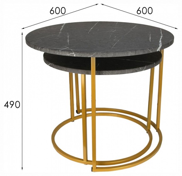 Набор из 2 столов журнальных МеталлАрт М001 ML_4673750200646