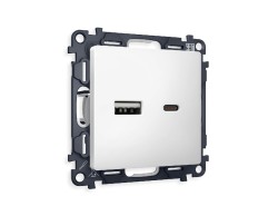 Комплект механизма розетки 2USB A+C 20W (быстрая зарядка) Ambrella Volt Alfa MA131010