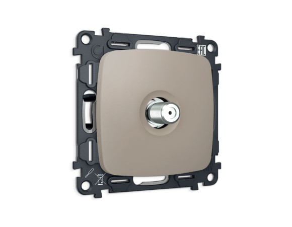 Комплект механизма TV розетки Ambrella Volt SAT 5-2400MHz 3.5dB OMEGA MO373050 Серо-бежевый матовый QUANT (OP3730, VM215)