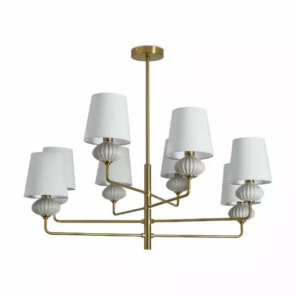 Люстра на штанге Freya Ceramics FR2029PL-08BS, Латунь, Белый, Металл Люстра на штанге Freya Ceramics FR2029PL-08BS, Латунь, Белый, Металл