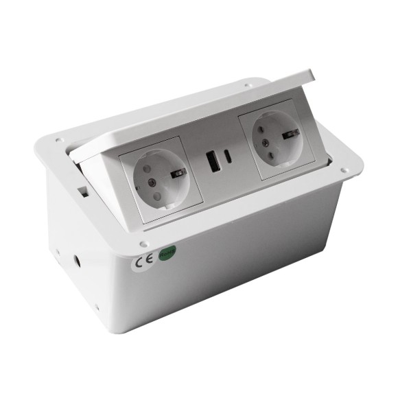 Блок розеток (2 секции полуавтоматический 2 USB беспроводная зарядка) Mebax 00-00002869