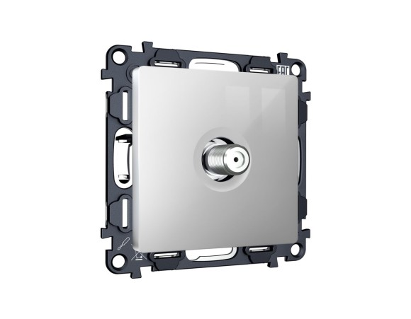 Комплект механизма TV розетки SAT 5-2400MHz 3.5dB Alfa Серебро глянец Quant Ambrella Volt MA413050 (AP4130, VM215)