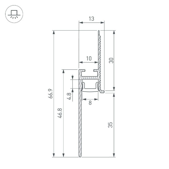 Алюминиевый профиль Arlight PLINTUS-FANTOM-BENT-H35-SIDE-2000 WHITE 043675(1)