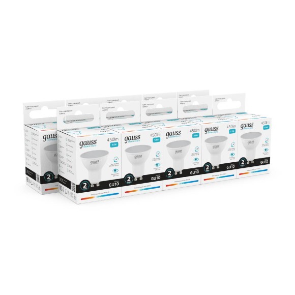 Лампа светодиодная Gauss GU10 5.5W 4100K матовая 13626