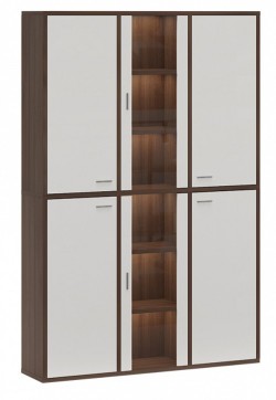 Шкаф-витрина Домино СУ(ш3в2)+4ФГ+2ФС MER_SUsh3v2-4FG-2FS-SHBE-shamoni-CH-belyj