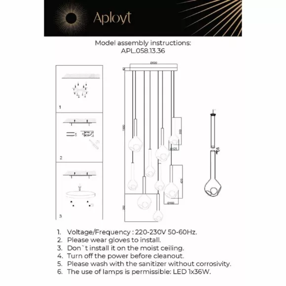 Каскадная люстра Aployt Wisia APL.058.13.36, Черный, Дымчатый, Теплый белый Каскадная люстра Aployt Wisia APL.058.13.36, Черный, Дымчатый, Теплый белый