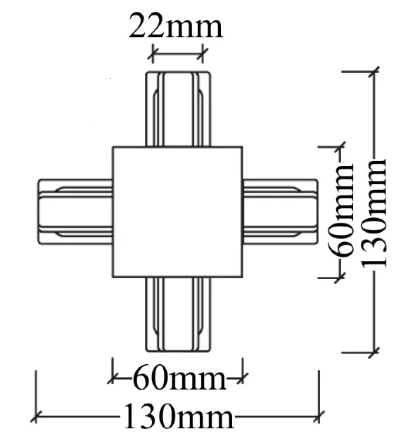 Схема размеров соединитель X-образный (однофазный) Crystal Lux CLT 0.2211 CLT 0.2211 04 BL