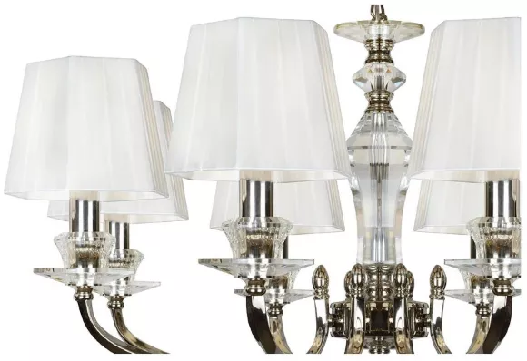 Подвесная люстра iLamp Holywood P9399-8 Nic, Никель, Белый, Металл, крупный план Подвесная люстра iLamp Holywood P9399-8 Nic, Никель, Белый, Металл, крупный план