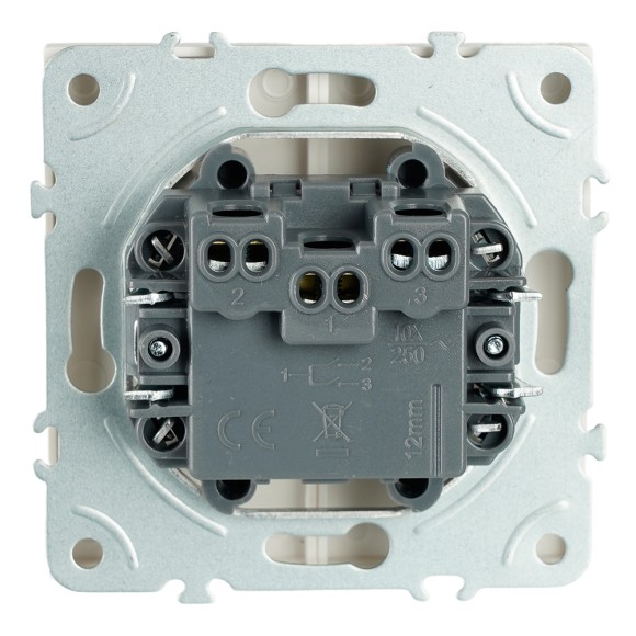 Выключатель 2-клавишный самовозвратный (механизм) Stekker Эмили 250В 10А RSW10-5113-01 белый фарфор soft touch 50325