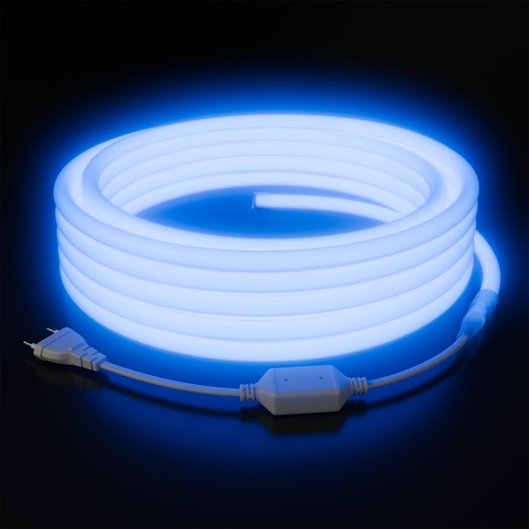 Комплект светодиодного неона Apeyron 220В, 6Вт/м, синий, smd 2835, 144д/м 10м, IP65,  с аксессуарами (сетевой шнур, заглушка, крепеж - 10шт) 10-117