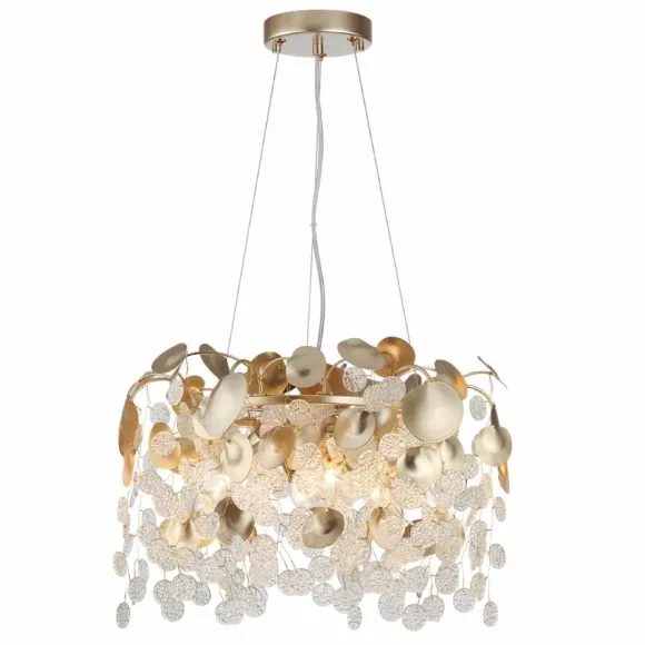 Подвесная люстра Odeon Light Classic Coins 5104/6, Золото, Прозрачный, Металл, крупный план Подвесная люстра Odeon Light Classic Coins 5104/6, Золото, Прозрачный, Металл, крупный план