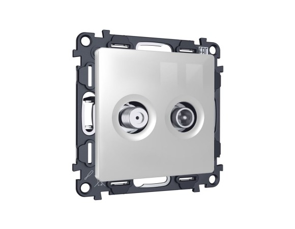 Комплект механизма розетки TV оконечной + SAT 5-862MHz 3.5dB/950-2150MHz 3.5dB Alfa Серебро глянец Quant Ambrella Volt MA413310 (AP4133, VM217)