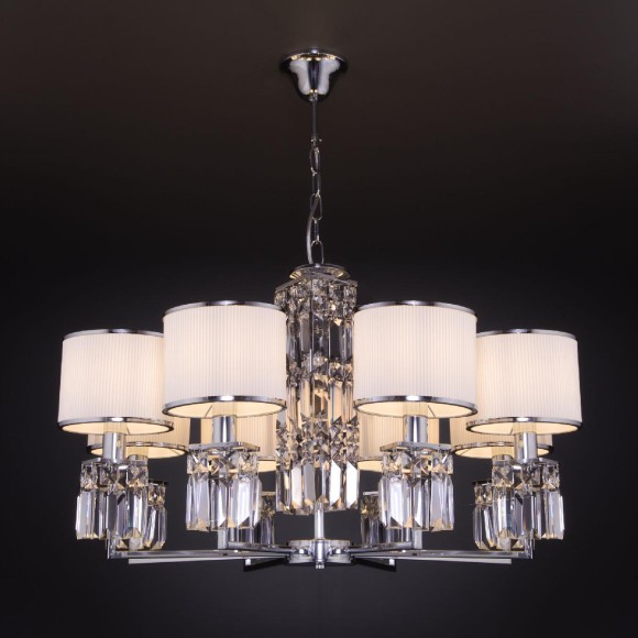 Подвесная люстра Eurosvet Zaffiro 10099/8 хром/прозрачный хрусталь Strotskis (новый абажур)