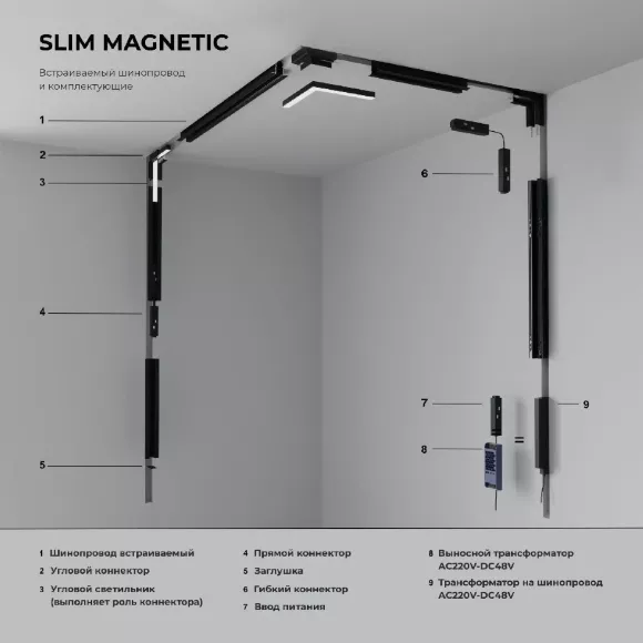 Шинопровод встраиваемый Elektrostandard Slim Magnetic 4690389206610 85207/00 a067496 Шинопровод встраиваемый Elektrostandard Slim Magnetic 4690389206610 85207/00 a067496