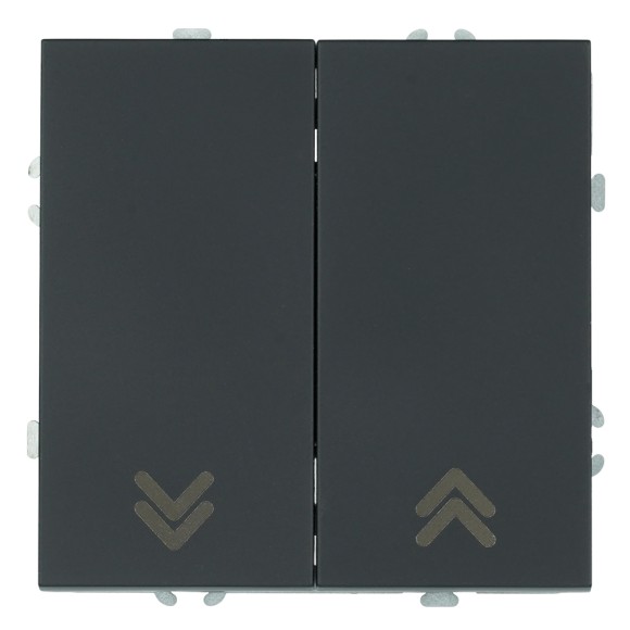 Выключатель 2-клавишный самовозвратный (механизм) Stekker Эмили 250В 10А RSW10-5113-05 черный уголь soft touch 50327