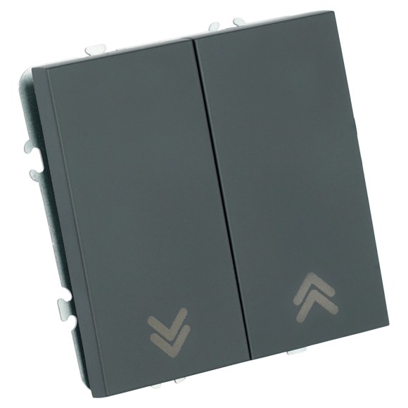 Выключатель 2-клавишный самовозвратный (механизм) Stekker Эмили 250В 10А RSW10-5113-05 черный уголь soft touch 50327