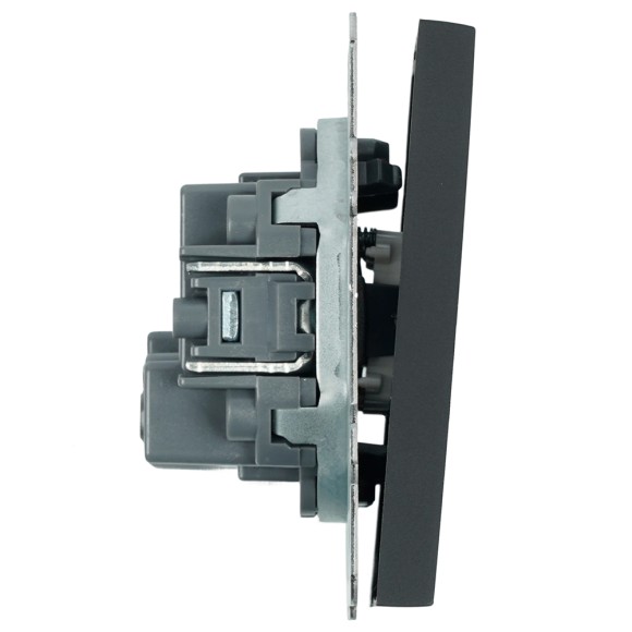 Выключатель 2-клавишный самовозвратный (механизм) Stekker Эмили 250В 10А RSW10-5113-05 черный уголь soft touch 50327