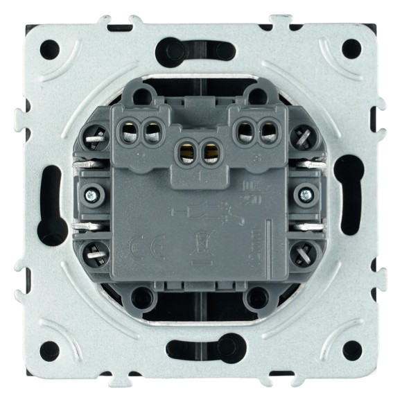 Выключатель 2-клавишный самовозвратный (механизм) Stekker Эмили 250В 10А RSW10-5113-05 черный уголь soft touch 50327