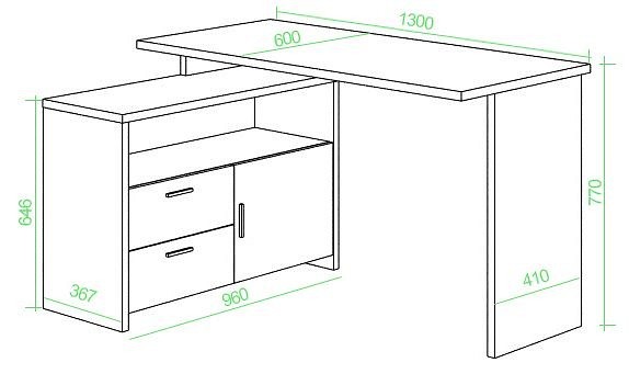 Стол письменный Домино Lite СКЛ-ПРЯМ130+ТБЛ MER_SKL-PRYAM130-TBL_KSH-CH