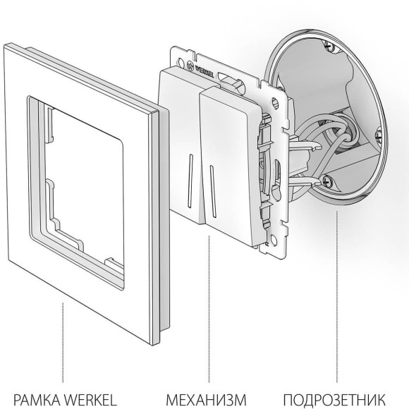 Выключатель Werkel двухклавишный с подсветкой cеребряный рифленый W1120109 4690389159619