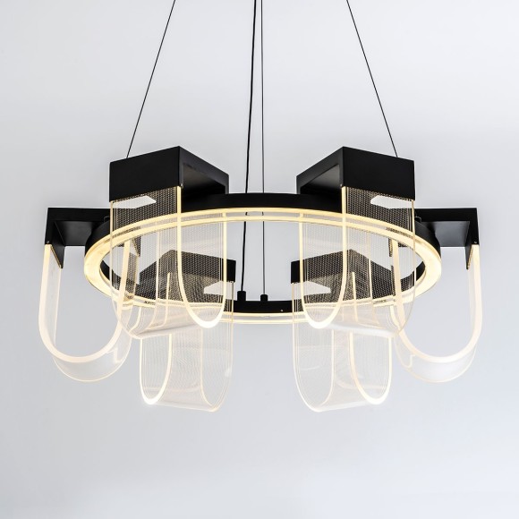 Подвесная светодиодная люстра с пультом управления LED4U L7707-600 BK