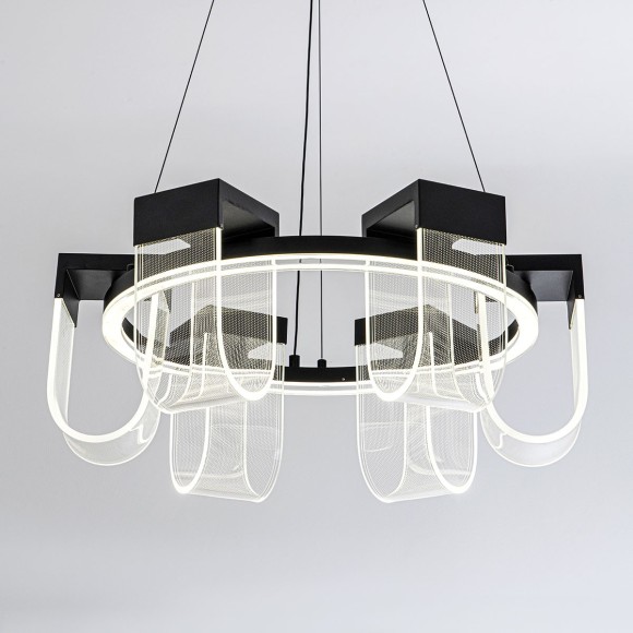 Подвесная светодиодная люстра с пультом управления LED4U L7707-600 BK