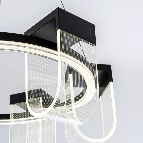 Подвесная светодиодная люстра с пультом управления LED4U L7707-600 BK