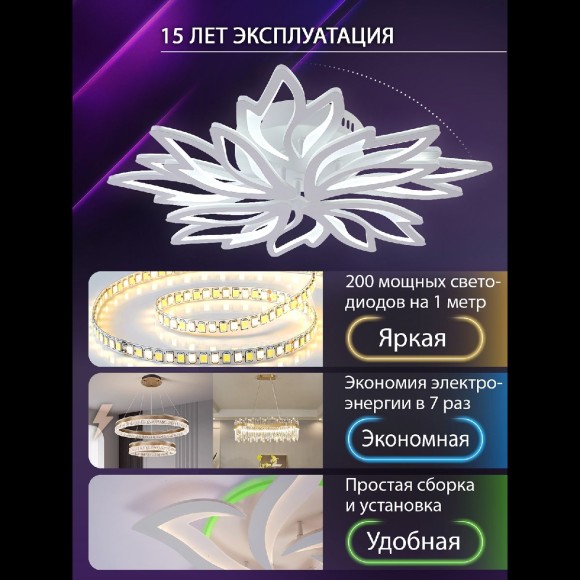 Потолочная светодиодная люстра с пультом управления Natali Kovaltseva Rif LED LAMPS 81118/6C