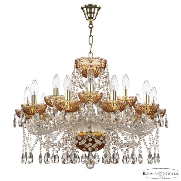 Подвесная люстра Bohemia Ivele Crystal 5413/10+5/240 G Amber/M-1G