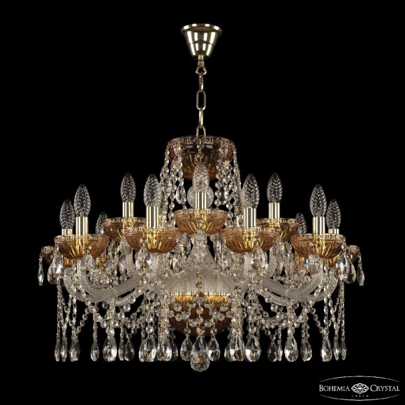 Подвесная люстра Bohemia Ivele Crystal 5413/10+5/240 G Amber/M-1G