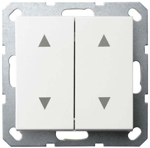 Выключатель двухклавишный Jasmart для жалюзи/штор в комплекте с накладкой белый глянцевый 10A 250V G3028W