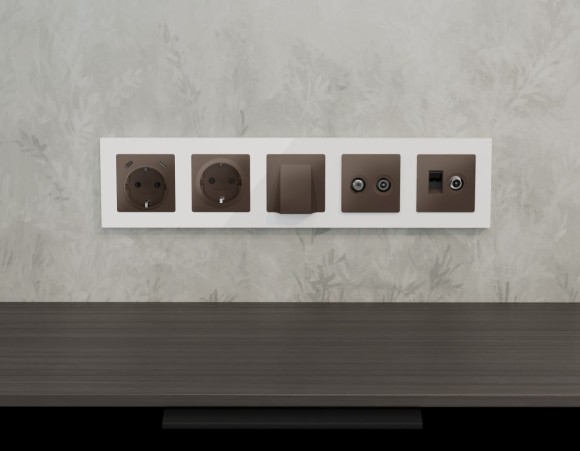 Лицевая панель Alfa (Темная бронза матовый) для компьютерной/телефонной + TV розетки RJ-45/RJ-11 Quant Ambrella Volt AP6425