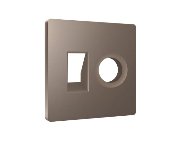 Лицевая панель Alfa (Темная бронза матовый) для компьютерной/телефонной + TV розетки RJ-45/RJ-11 Quant Ambrella Volt AP6425