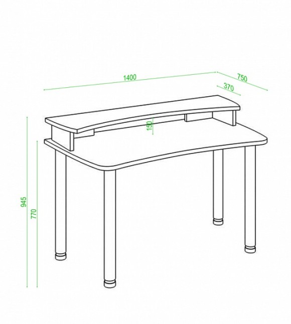 Стол компьютерный Домино Лайт СКЛ-Софт140МО+НКИЛ140 MER_SKL-Soft140MO-NKIL140_K