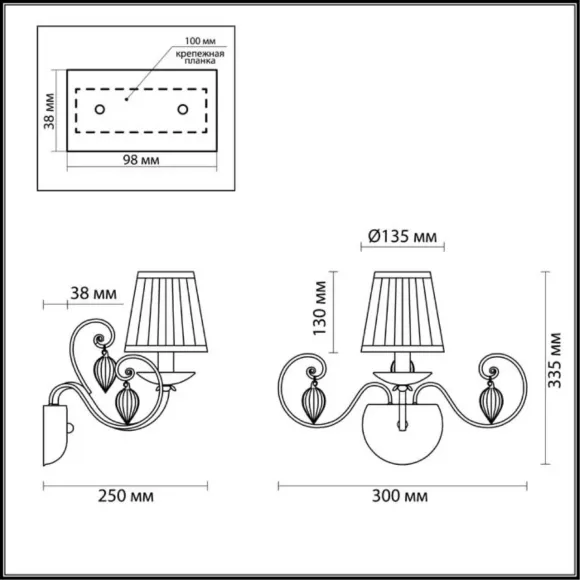 Бра Odeon Light Niagara 3921/1W, декоративные элементы крупным планом