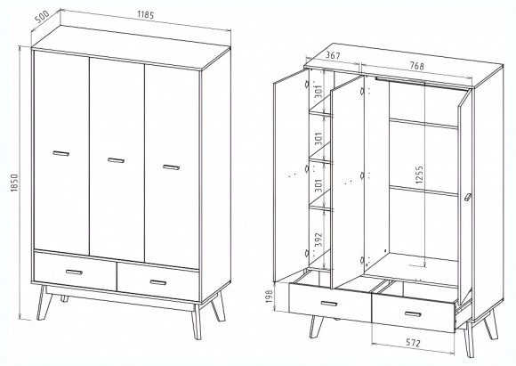 Шкаф платяной Радиорама 2123.М1 MEL_2123