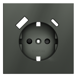 Накладка для розетки с заземлением и защитными шторками, с USB A+C Voltum S70 (титан) VLS001006